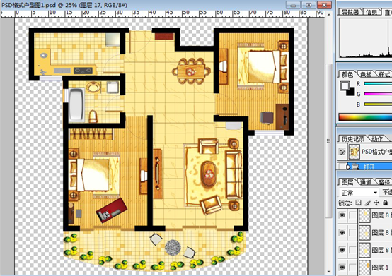 48款PSD格式彩色户型设计分层模板素材打包