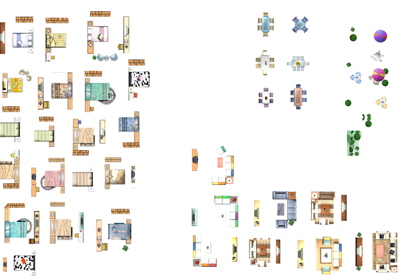 建筑方案户型设计彩图(彩平)合集，PSD分层素材打包