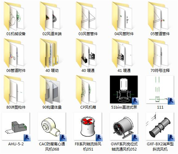 Revit建筑结构水电暖MEP室内施工模型族库大全|机电族模型Revit族库大全+BIM族库