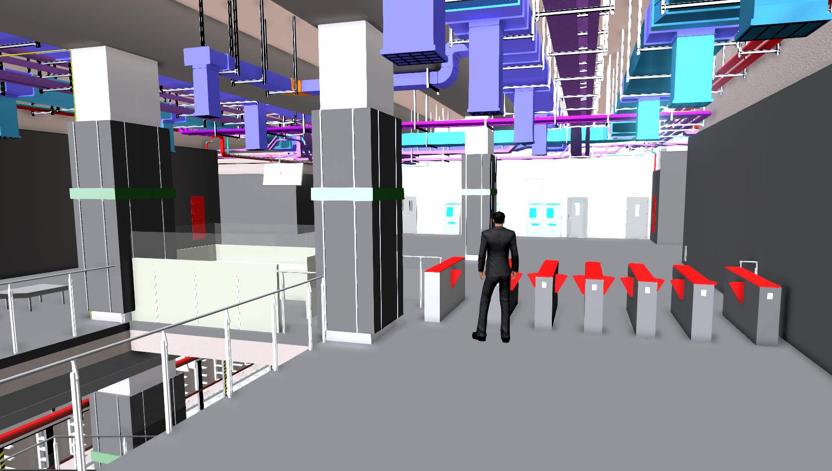 地铁站BIM项目Revit模型，建筑结构土建MEP机电设计设备管线综合，REVIT地铁模型