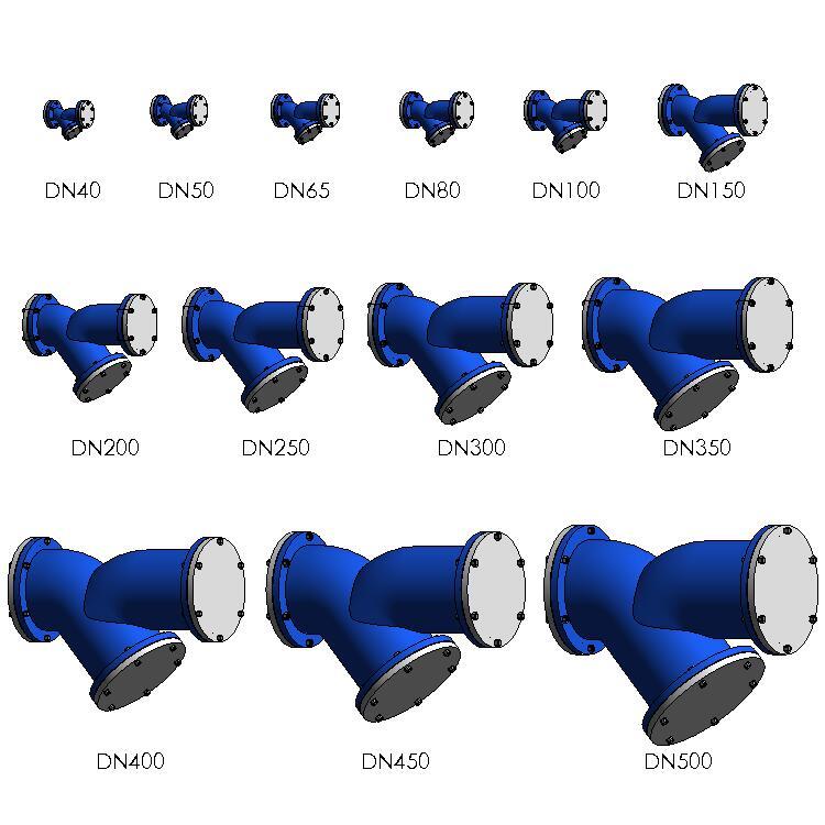 Y型过滤器-法兰式/自适应，BIM参数化Revit族