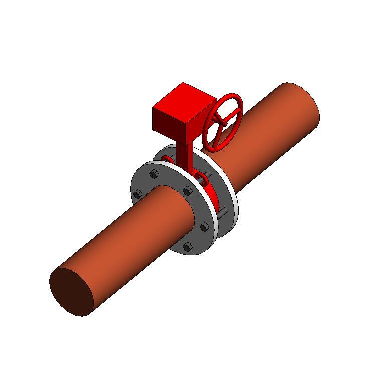 信号蝶阀、对夹式蝶阀、法兰式蝶阀，手动蝶阀，BIM参数化自适应Revit族