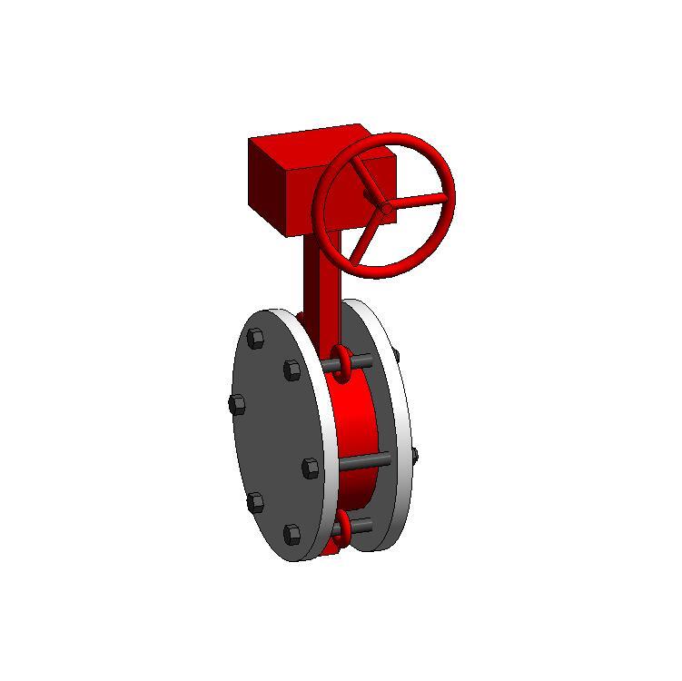 信号蝶阀族、对夹式蝶阀、法兰式蝶阀，BIM参数化自适应Revit族
