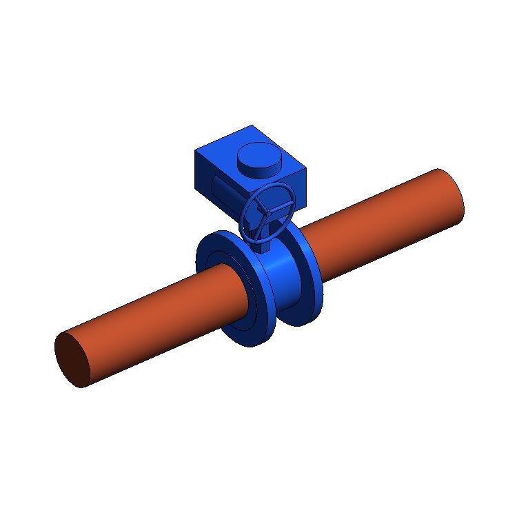 电动蝶阀族，法兰式，BIM参数化自适应Revit族