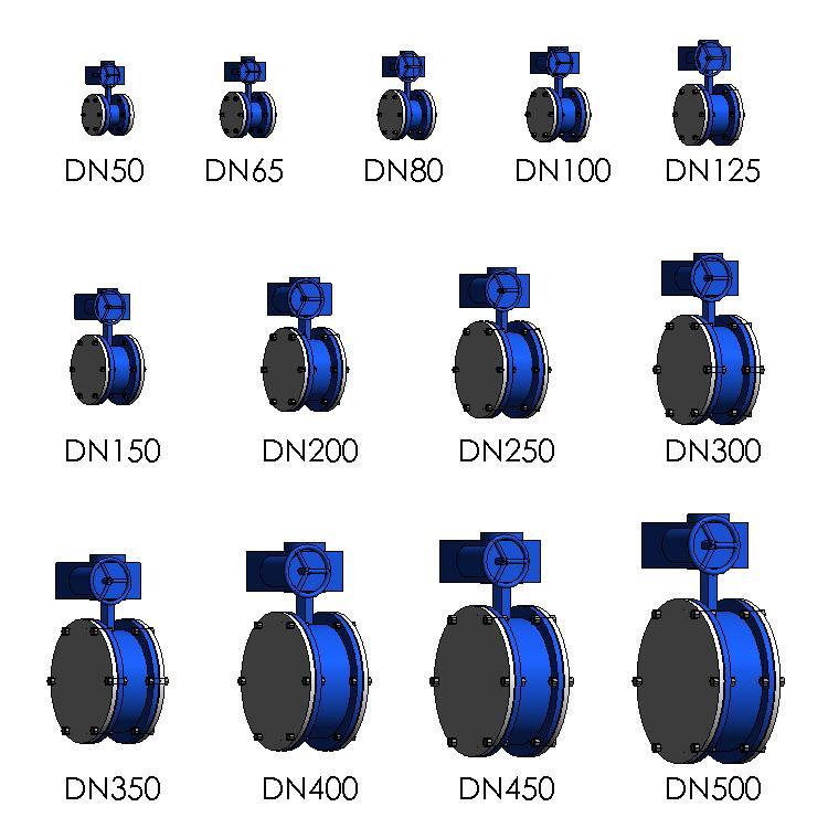 电动蝶阀族，法兰式，BIM参数化自适应Revit族