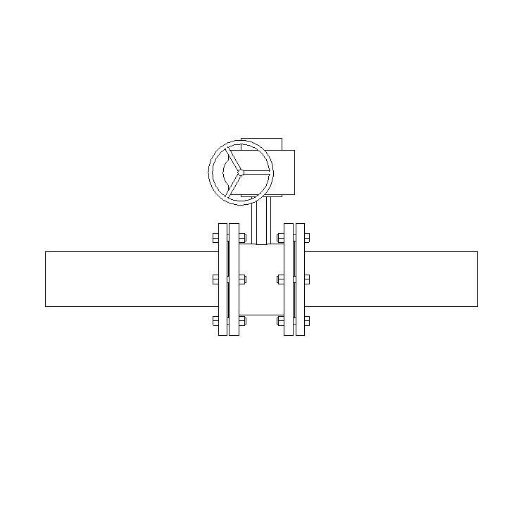 电动蝶阀族，法兰式，BIM参数化自适应Revit族