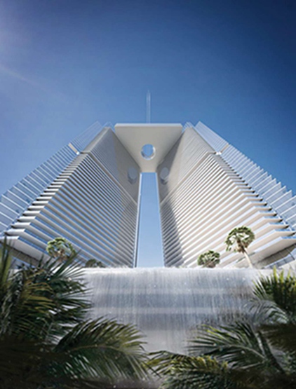 BIM|拉菲尔·维诺利在迈阿密设计楔形桥接住宅楼