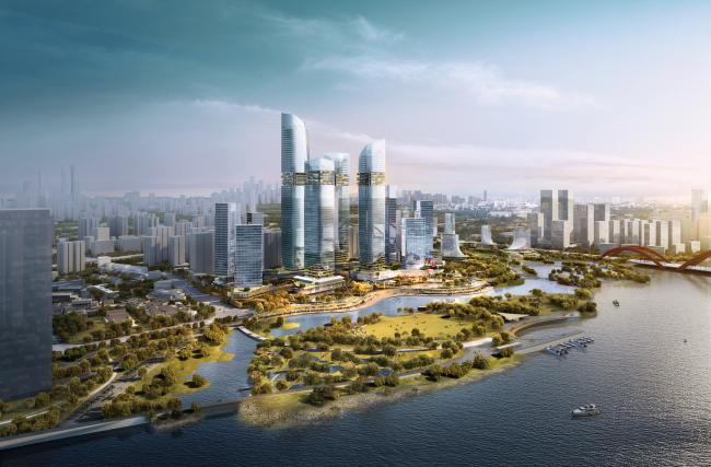 BIM建筑|广州CBD南区呈现新城市景不雅，由德国安博戴水道+庄子玉工作室结合打造年夜湾区新门户