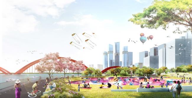 BIM建筑|广州CBD南区呈现新城市景不雅，由德国安博戴水道+庄子玉工作室结合打造年夜湾区新门户