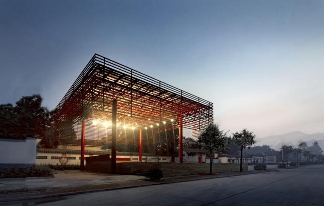 BIM建筑|年夜红棚下的村落起居，北河东村戏台