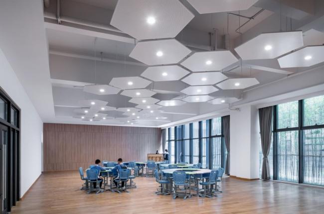 BIM建筑|嵌套的多彩盒子：华中师范年夜学从属龙园黉舍 / 筑博设计-结合公设 + H DESIGN