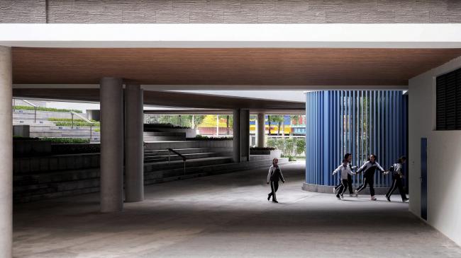 BIM建筑|嵌套的多彩盒子：华中师范年夜学从属龙园黉舍 / 筑博设计-结合公设 + H DESIGN