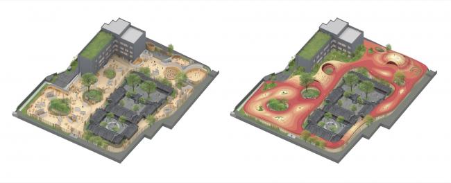 BIM建筑|MAD为北京四合院设计漂浮屋顶幼儿园，孩子们可以“上房揭瓦”啦