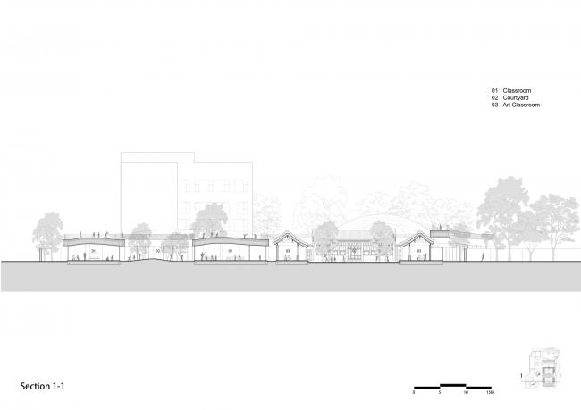BIM建筑|MAD为北京四合院设计漂浮屋顶幼儿园，孩子们可以“上房揭瓦”啦