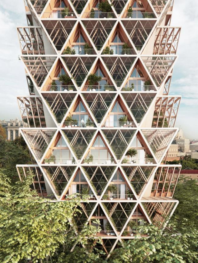 BIM建筑|重返男耕女织的田园生涯：用三角形木模块搭建的垂直农场