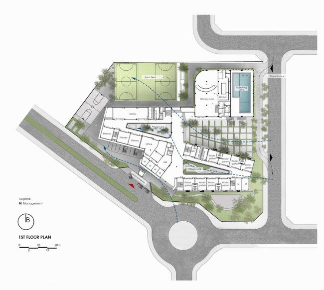 BIM建筑|动态绿色的梦幻校园：生态折线黉舍 / 1+1>2 Architects