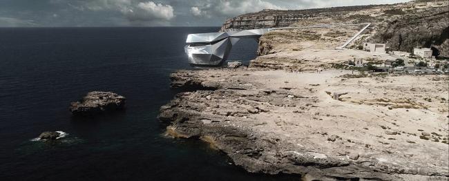 BIM建筑|天然景不雅地标“蓝窗”在狂风中被毁，Andreev 提出镜面金属拱门新计划取代