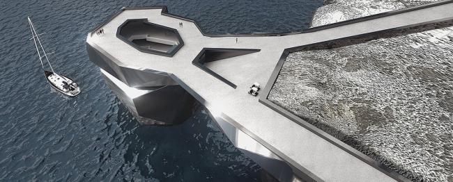 BIM建筑|天然景不雅地标“蓝窗”在狂风中被毁，Andreev 提出镜面金属拱门新计划取代