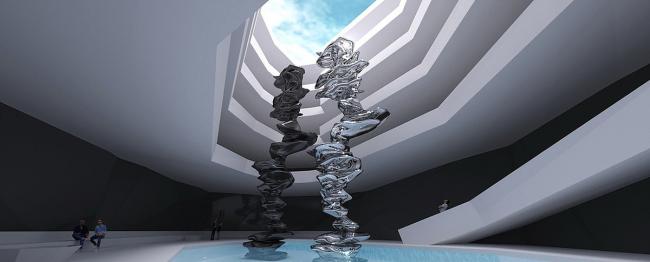 BIM建筑|天然景不雅地标“蓝窗”在狂风中被毁，Andreev 提出镜面金属拱门新计划取代