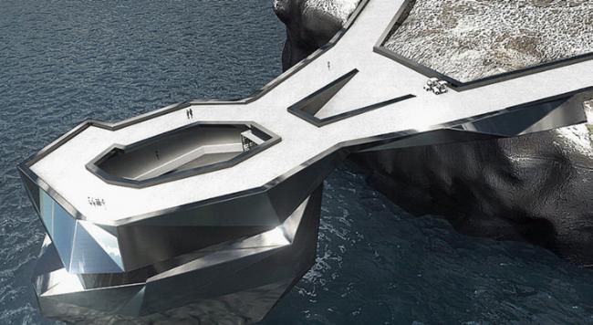 BIM建筑|天然景不雅地标“蓝窗”在狂风中被毁，Andreev 提出镜面金属拱门新计划取代