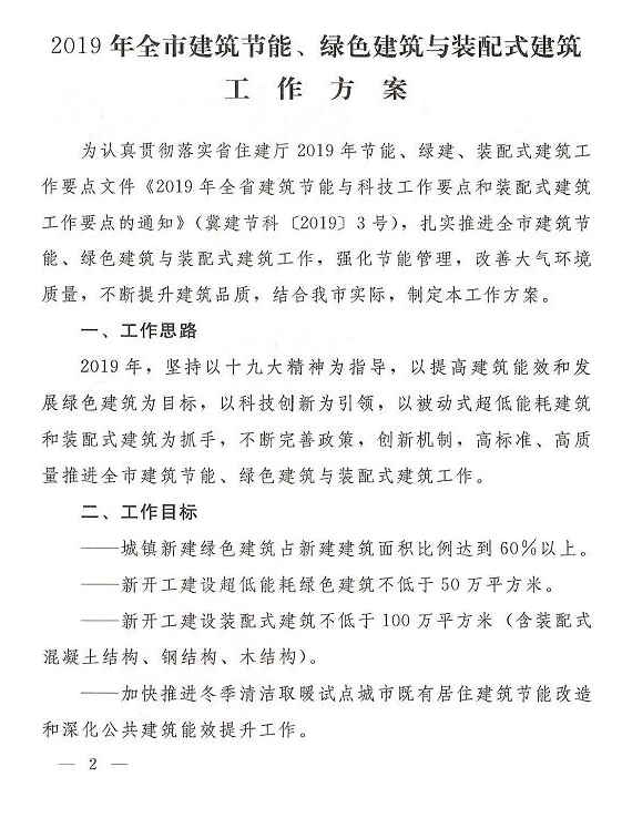 BIM与装配式|石家庄印发2019年建筑节能、绿色建筑与装配式建筑工作方案