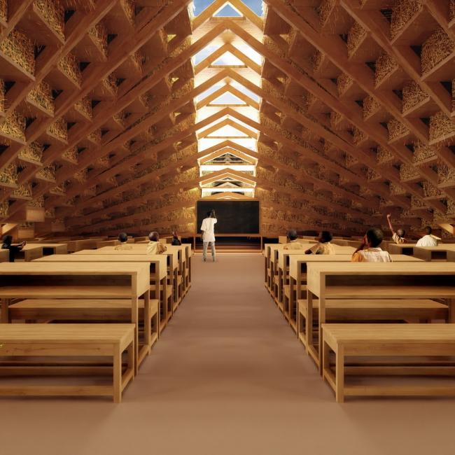 BIM建筑|NUDES 颁布马拉维黉舍设计，应用草砖建造门路状建筑