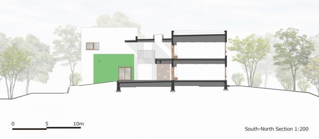 BIM建筑|彩色连廊穿插于白色体量间的湖畔丛林幼儿园 / 竹中工务店