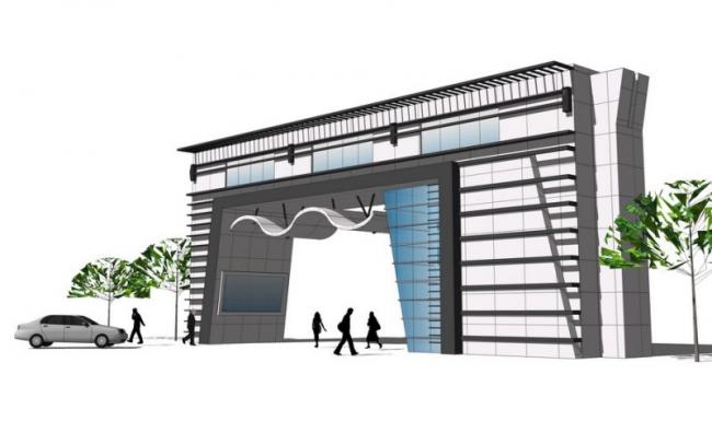 Sketchup规划模型|小区入口大门，现代风格