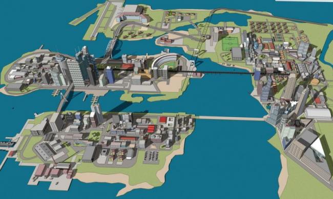 Sketchup规划模型|多高层混合城市规划，现代风格