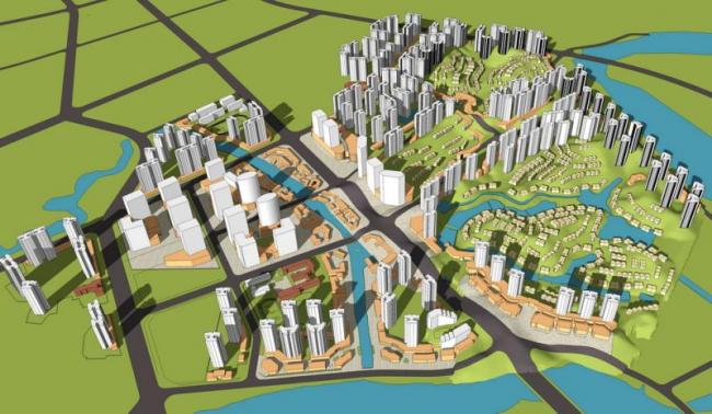 Sketchup规划模型|多高层混合，规划体块分析，现代风格