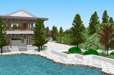 Sketchup规划模型|中式园林公园规划，中式风格-BIM建筑网