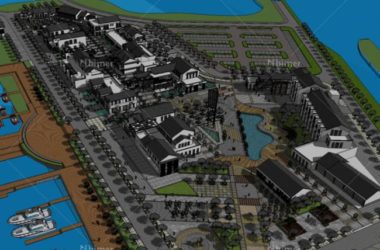 Sketchup规划模型|多层商业街步行街，新中式风格，码头，建筑规划，滨水-BIM建筑网