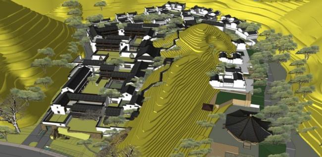 Sketchup规划模型|徽派，多层古建规划，中式风格
