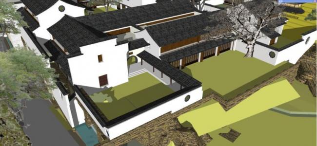 Sketchup规划模型|徽派，多层古建规划，中式风格