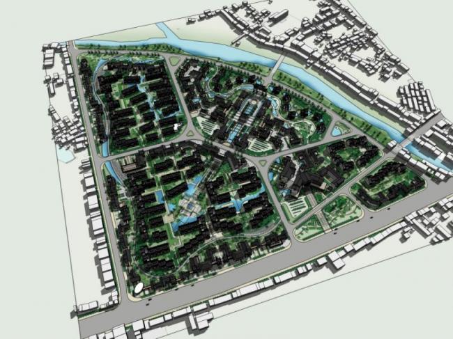 Sketchup规划模型|小区规划，中式风格