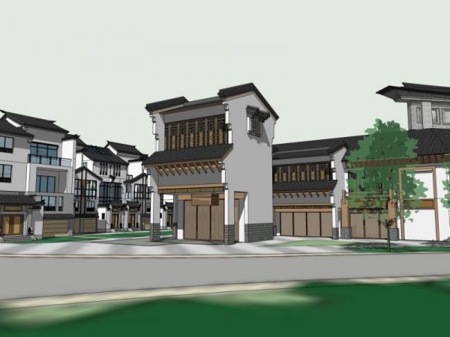 Sketchup规划模型|小区规划，中式风格