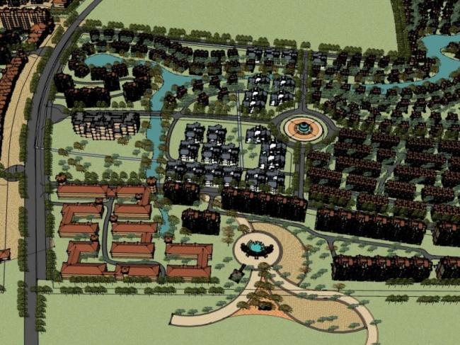 Sketchup规划模型|整体小区规划图，古典风格