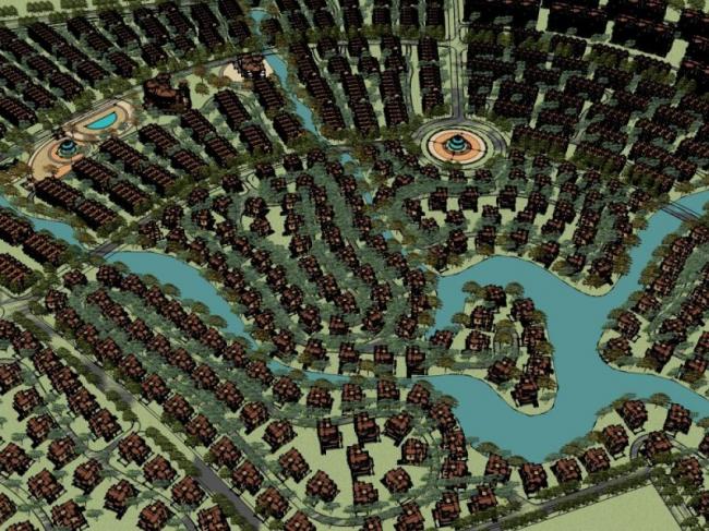 Sketchup规划模型|整体小区规划图，古典风格