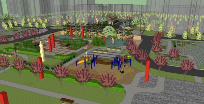 Sketchup规划模型|村庄景观规划，现代风格