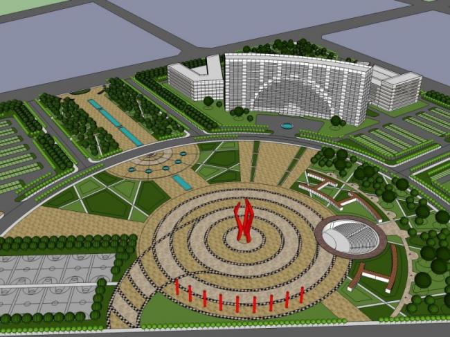 Sketchup规划模型|城市设计，现代风格