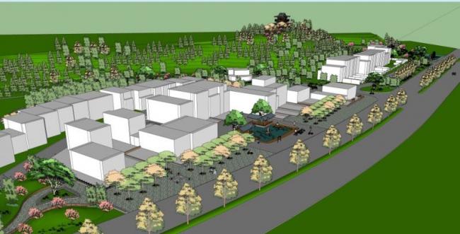 Sketchup规划模型|村庄规划，中式风格