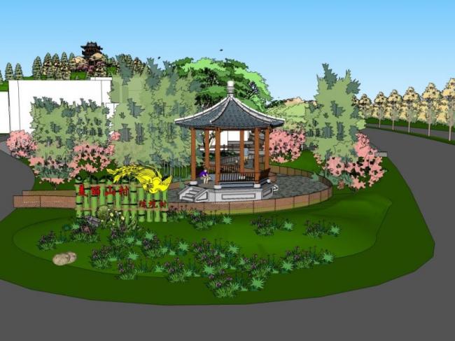 Sketchup规划模型|村庄规划，中式风格