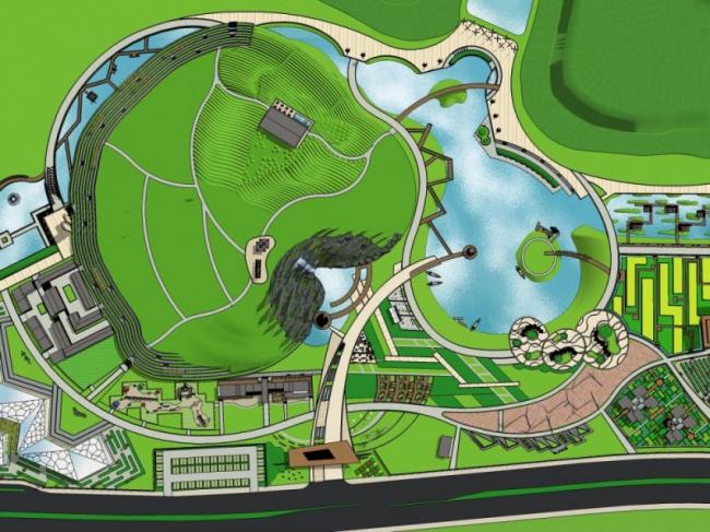 Sketchup规划模型|公园规划，现代风格