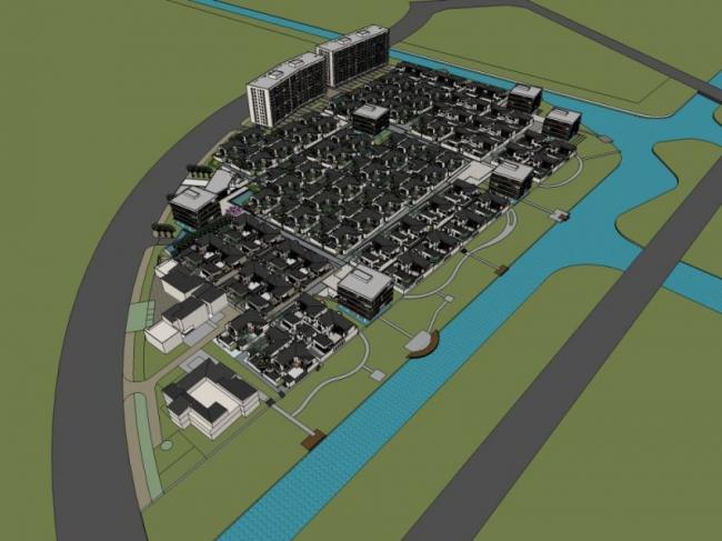 Sketchup规划模型|中心区规划，住宅规划，民居规划，现代风格