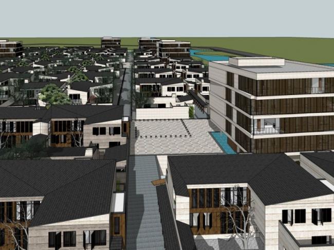 Sketchup规划模型|中心区规划，住宅规划，民居规划，现代风格