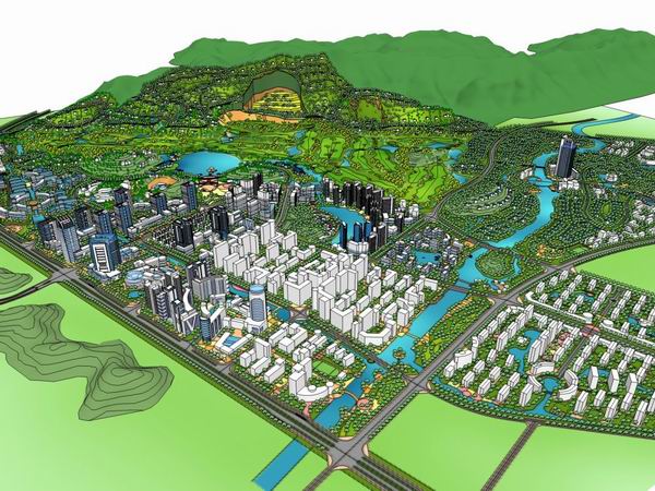 Sketchup规划模型|大型完整城市规划，现代风格