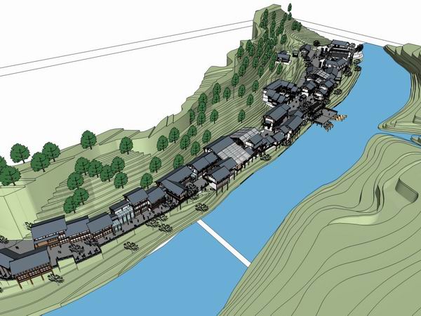 Sketchup规划模型|古镇改造，多层，中式古典风格