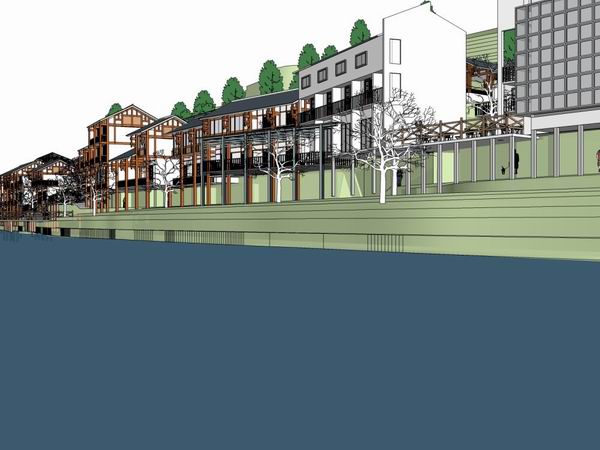 Sketchup规划模型|古镇改造，多层，中式古典风格