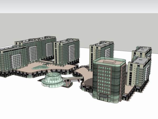 Sketchup规划模型|规划设计，商业地块，现代风格