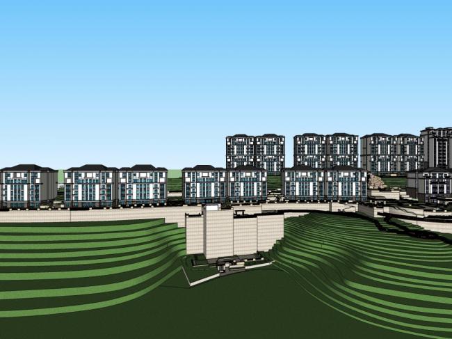 Sketchup规划模型|多层住宅小区，规划，现代风格，